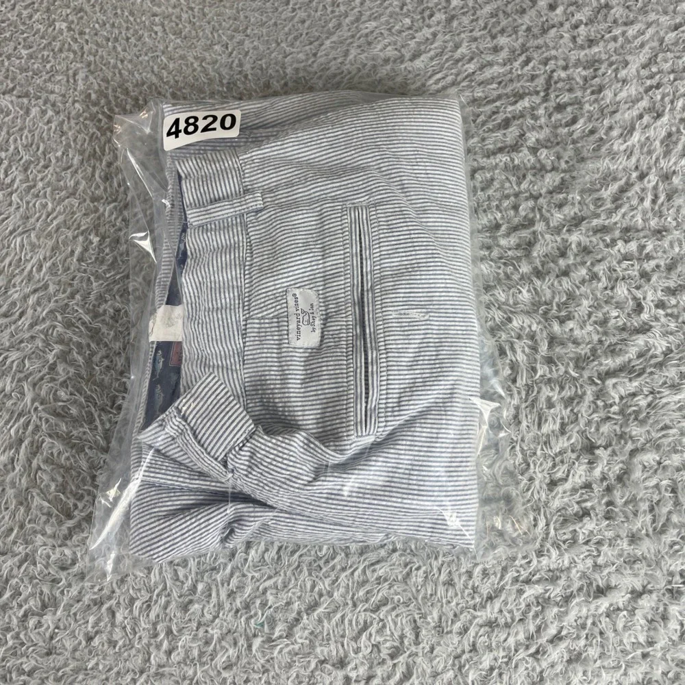 Vineyard Vines Mens Blue White Seersucker Striped Cotton Pants 36 x 31